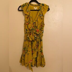 Anthropologie Yellow Floral Midi Dress